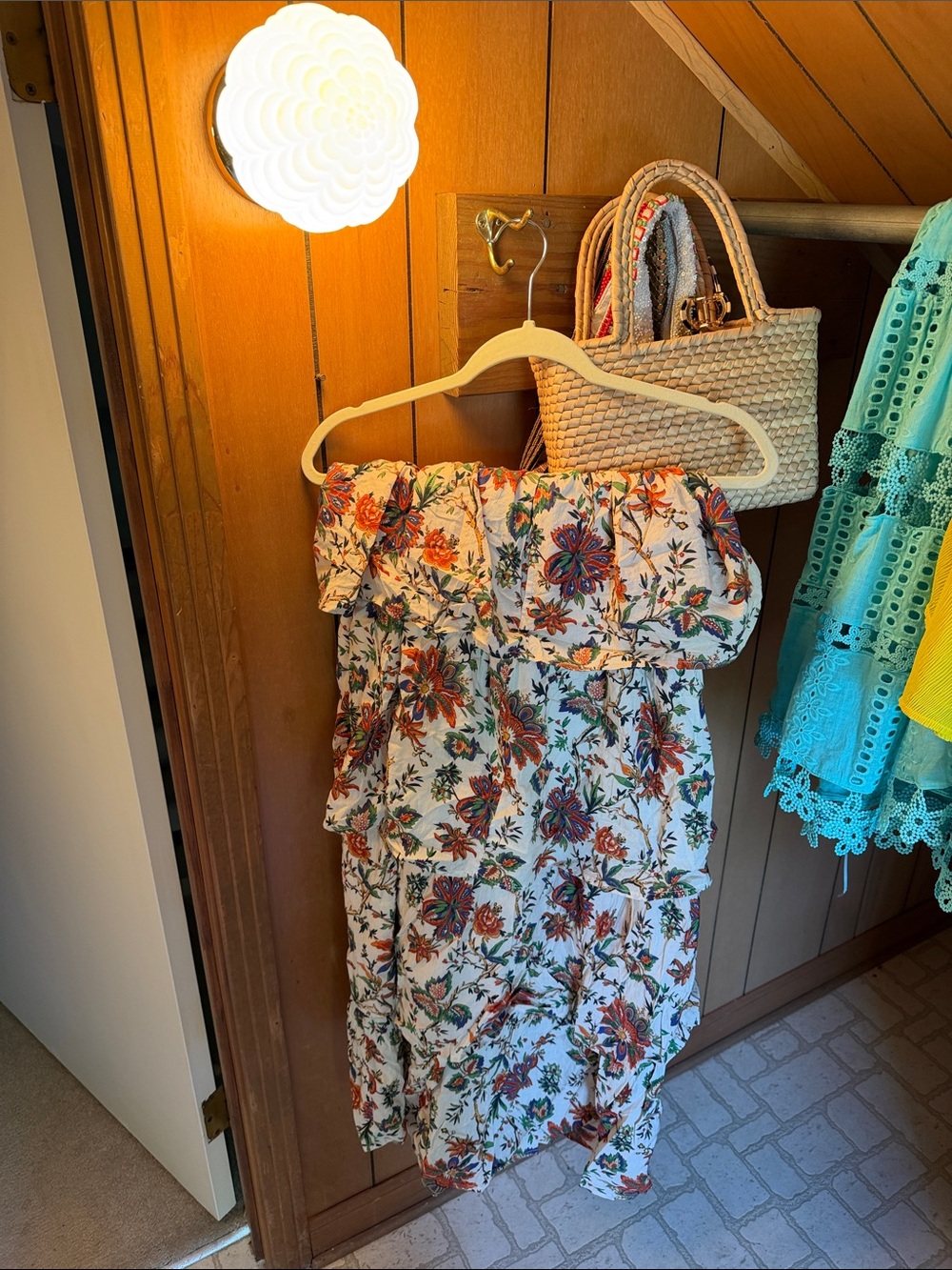 FloralMaxi Skirt in White with Multicolor Print